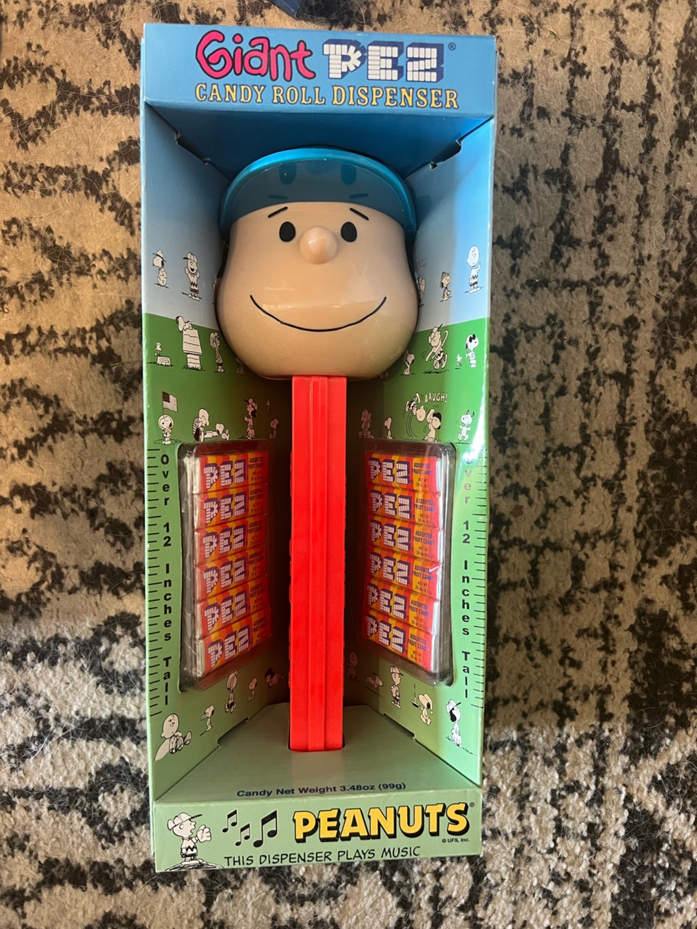 Charlie Brown giant Pez Dispenser plays take me out to the ball game